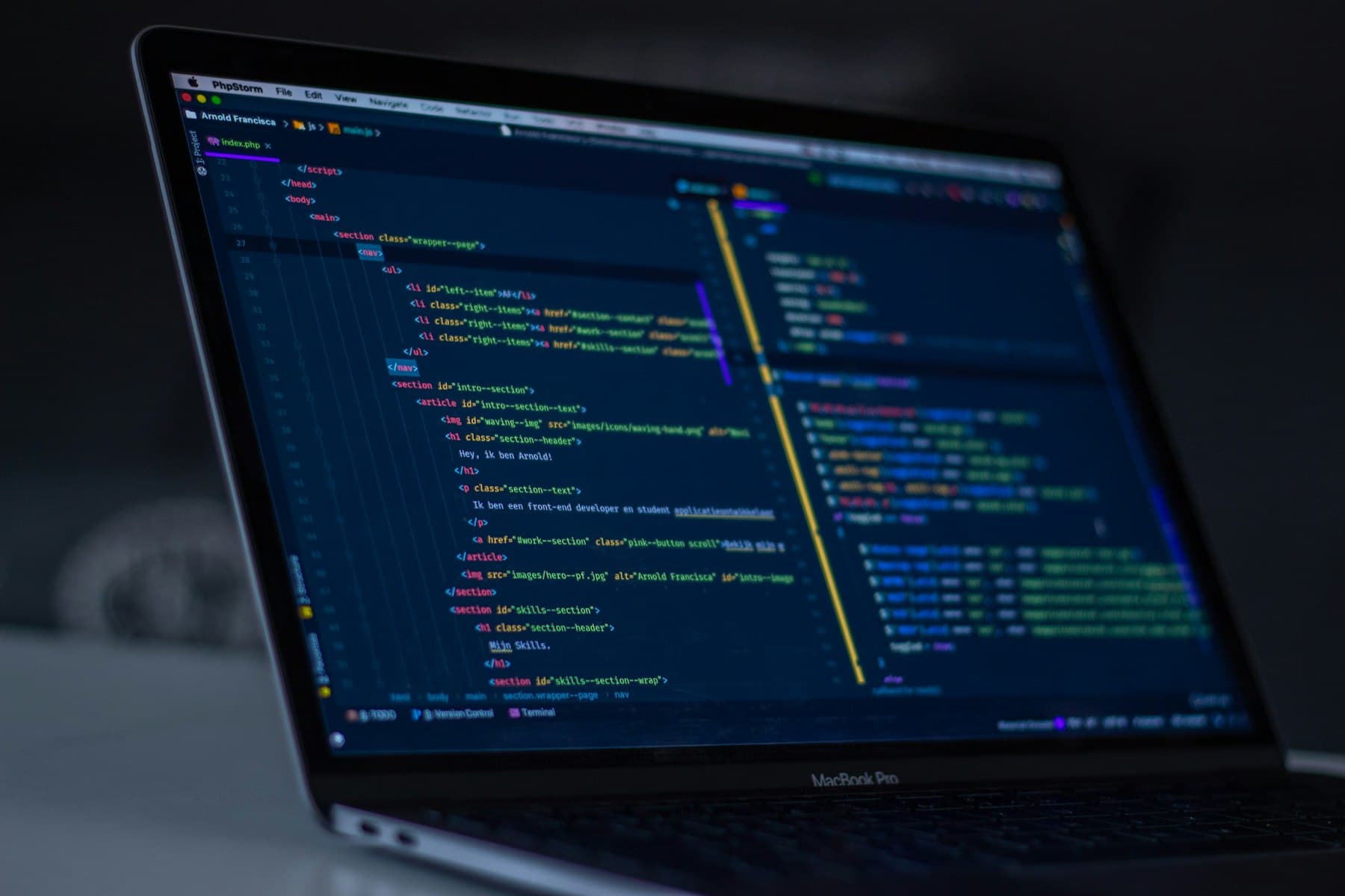 Close-up of application code on a screen